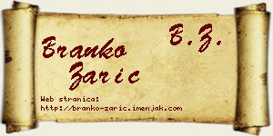 Branko Zarić vizit kartica